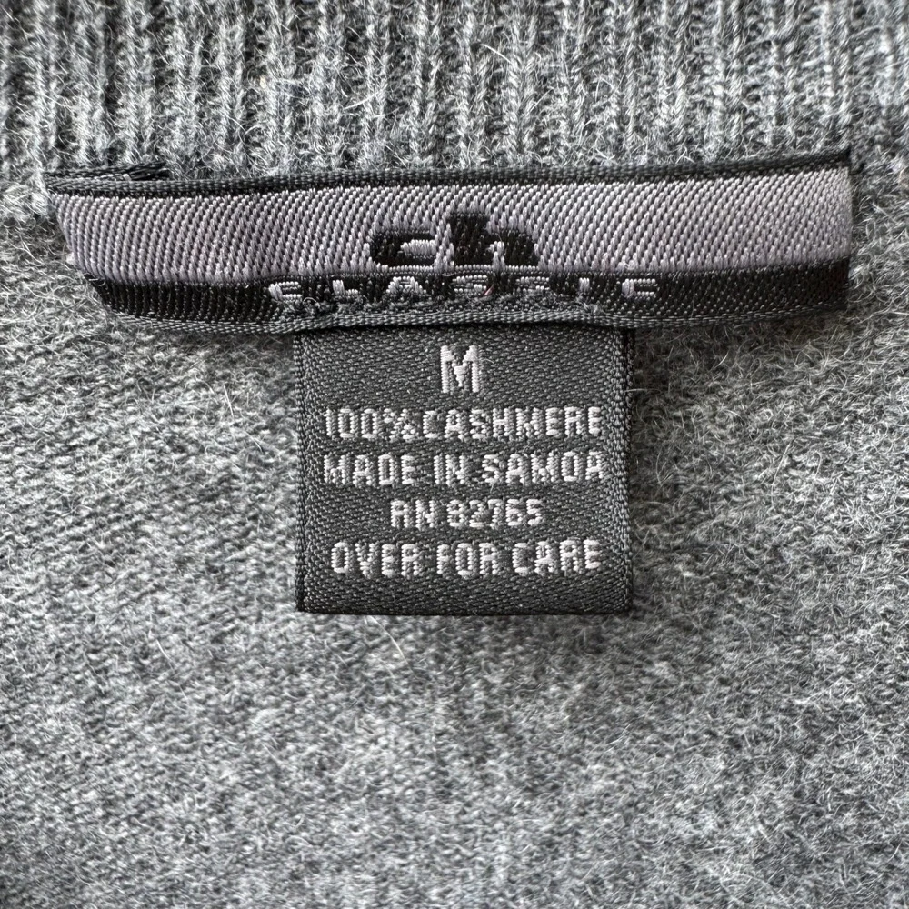 CH Classic 100% Cashmere Quiet Luxury Old Money Preppy Cozy Sweater Mens Gray M